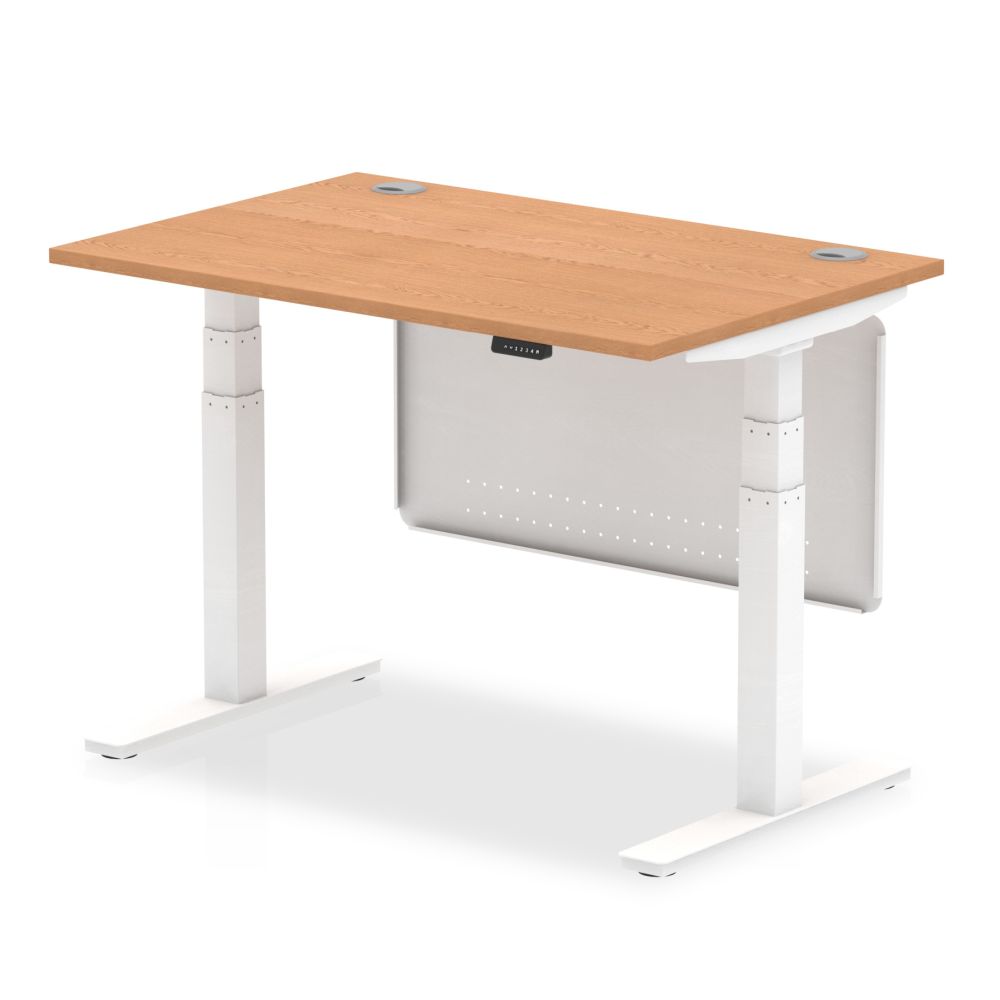 Air Height Adjustable Desk with Cable Ports & Steel Modesty Panel D800mm Air Height Adjustable Desk with Cable Ports & Steel Modesty Panel D800mm Workplace Stuff UK
