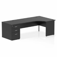 Black Inspire Panel Leg Corner Desk Workstation with Fixed Pedestal Office Desks Workplace Stuff UK Black Inspire Panel Leg Corner Desk Workstation with Fixed Pedestal Office Desks Workplace Stuff UK