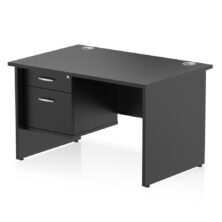 Black Inspire Panel End Straight Desk with Pedestal BUNDLE Black Desk With Drawers Workplace Stuff UK Black Inspire Panel End Straight Desk with Pedestal BUNDLE Black Desk With Drawers Workplace Stuff UK