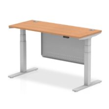 Air Height Adjustable Slimline Desk with Cable Ports and Steel Modesty Panel – 600mm Deep Office Desks Workplace Stuff UK Air Height Adjustable Slimline Desk with Cable Ports and Steel Modesty Panel – 600mm Deep Office Desks Workplace Stuff UK