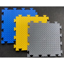 Coloured Interlocking Vinyl Floor Tiles - Checker Plate Coloured Interlocking Vinyl Floor Tiles - Checker Plate Workplace Stuff UK
