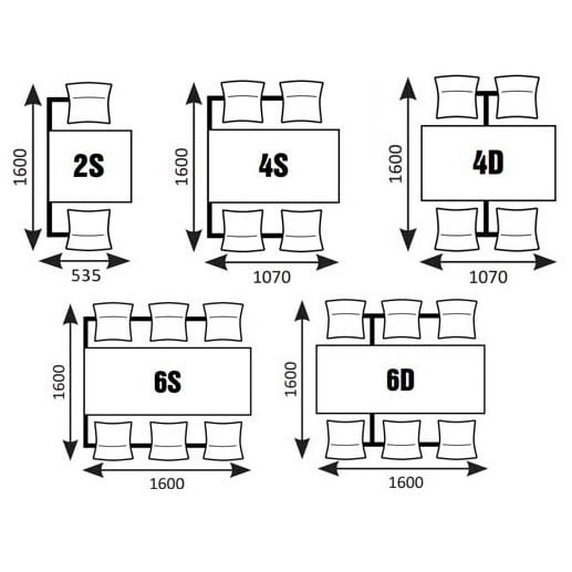Fast Food Canteen Seating - 4 Seater