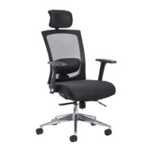 Gemini Mesh Task Chair with Adjustable Arms & Headrest in Black Workplace Stuff UK