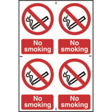 No Smoking Sign – 4 Per Sheet Safety & Security Workplace Stuff UK No Smoking Sign – 4 Per Sheet Safety & Security Workplace Stuff UK
